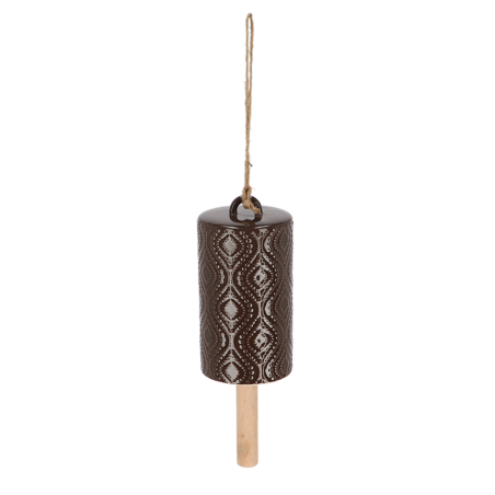 Carillon de vent "Desert Dream" en terre cuite et bois - Marron - H 21,5 cm