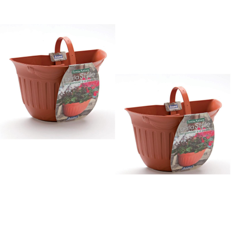 Set de 2 pots de fleurs - GERLA STYLE - L 26 cm - Terracotta