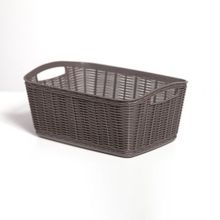 Panier de rangement en plastique - Taupe - L 38 x l 29 cm