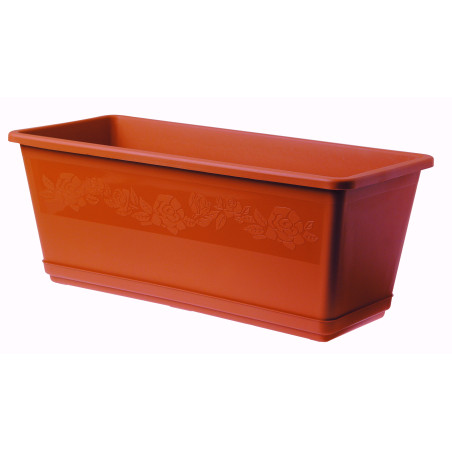 Jardinière décorée avec soucoupe "Balconella" - Terracotta - 7L