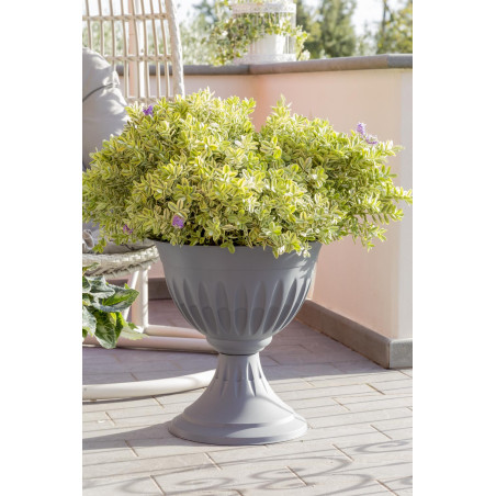 Pot de fleur en forme de coupe "Alba" en plastique - Gris - Taille L - 8 L