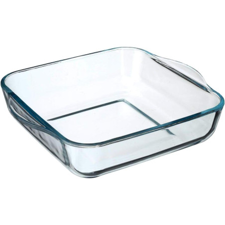 Plat carré en verre - L 22 x l 22 cm