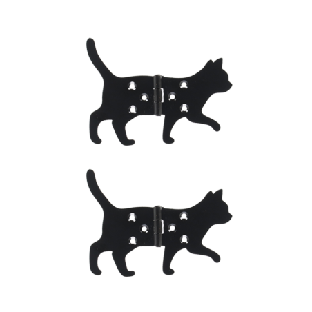 Set de 2 charnières chat - Droite - Noir - L 10,5 cm