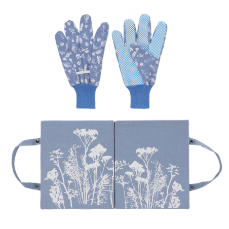 Repose genoux pour le jardinage + gants - Bleu - L 50 cm