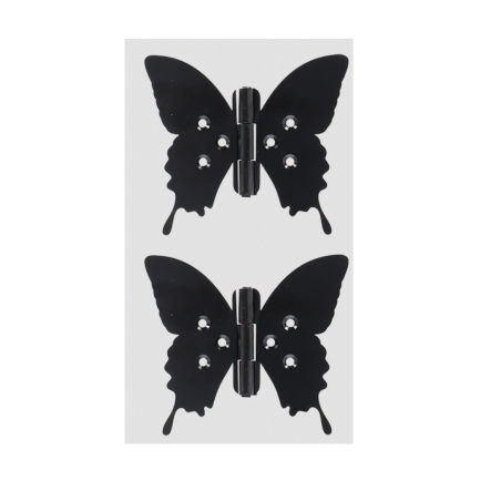 Set de 2 charnières papillon - Modèle 2 - Noir - L 10,5 cm