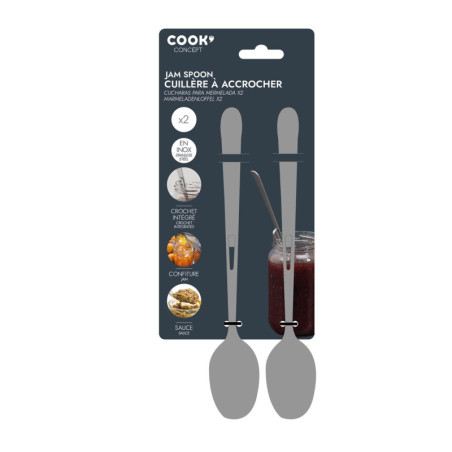 Lot de 2 cuillères à confiture en inox - Argenté - L 19 cm