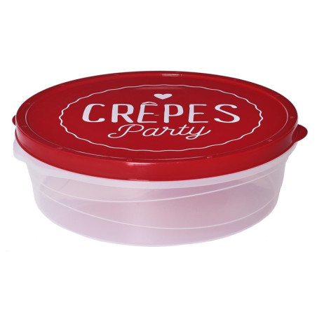 Boite de conservation à crêpes en plastique - Rouge - D 28 cm