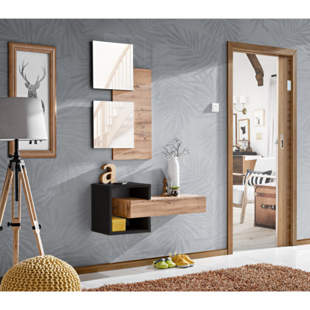 Ensemble mural "Easy II" - Noir/Beige - L 100 x H 160 x P 30 cm