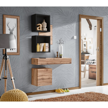 Ensemble mural "Easy III" - Noir/Beige - L 100 x H 170 x P 30 cm