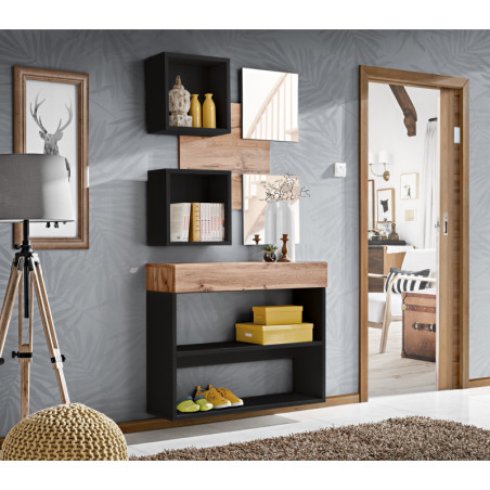 Ensemble mural "Easy IV" - Noir/Beige - L 100 x H 170 x P 30 cm