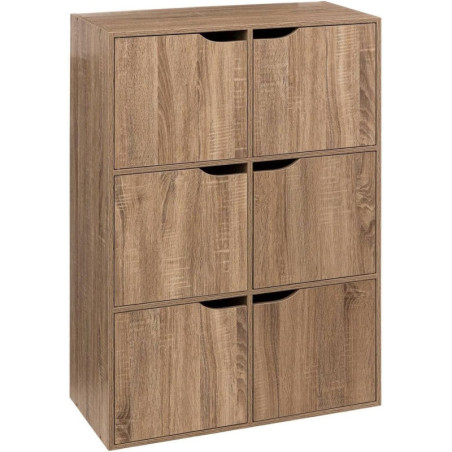 Etagère à 6 cases en bois "Mix n'modul" - Marron - H 100,5 x L 67,5 x P 32 cm