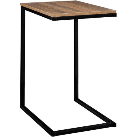 Table d'appoint carré en bois et métal - Marron/Noir - H 66,5 x L 45 cm