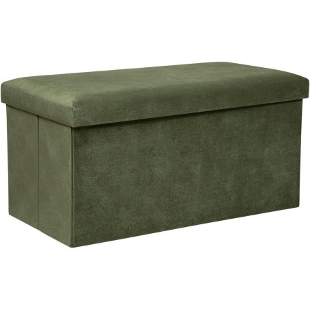 Banc coffre pliant en tissu "Lilou" - Vert kaki - L 76 x P 38 x H 38 cm