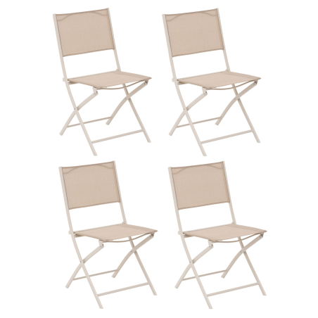 Lot de 4 chaises d'extérieur pliantes "Modula" - Beige - L 46 x H 87 cm