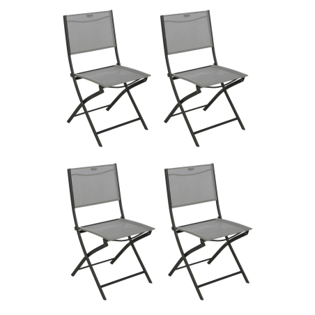 Lot de 4 chaises d'extérieur pliantes "Modula" - Gris/Noir - L 46 x H 87 cm