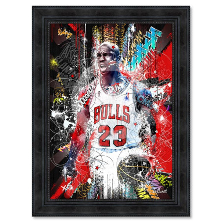 Cadre en bois avec impression en PVC vernis "Bulls Team" - Noir - 50 x 70 cm - Collection Binet