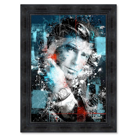 Cadre en bois avec impression en PVC vernis "Pierce Brosnan" - Noir - 50 x 70 cm - Collection Binet