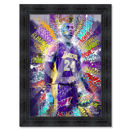 Cadre en bois avec impression en PVC vernis "Kobe Bryant" - Noir - 50 x 70 cm - Collection Binet