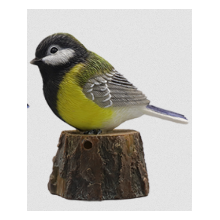 Figurine d'oiseau sonore avec détecteur de mouvement - Mésange charbonnière - H 10 cm