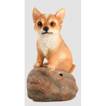 Figurine de chiot sonore avec détecteur de mouvement - Chihuahua marron - H 11,8 cm