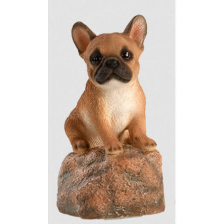 Figurine de chiot sonore avec détecteur de mouvement - Bouledogue marron - H 11,8 cm