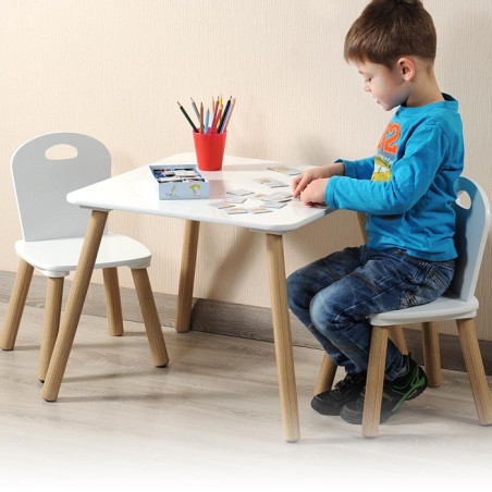 Ensemble de table et chaises pour enfant - Blanc - D 55 x H 45 cm