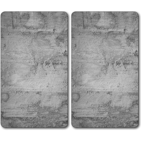 Lot de 2 plaques de protection en verre "Béton" - Gris - L 50 x l 28,5 cm