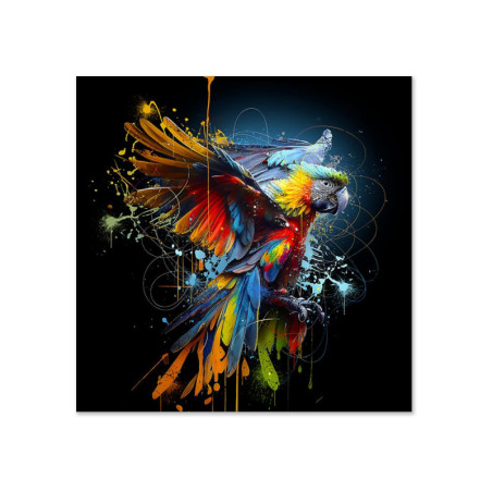 Tableau avec impression sur verre "Perroquet Color" - Multicolore - 60 x 60 cm