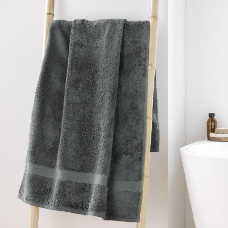 Drap de Douche 70 x 130 cm Elegance Anthracite - 100 % Coton Uni