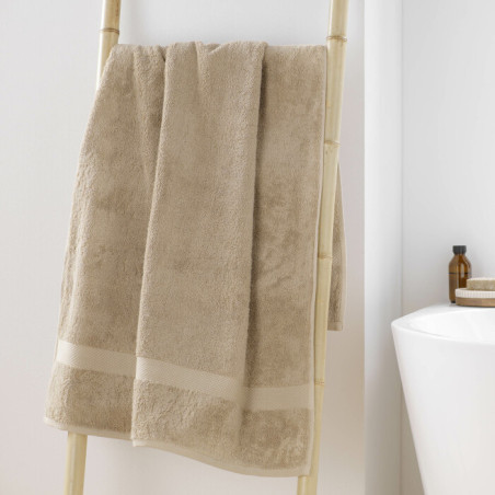 Drap de Douche 70 x 130 cm Elegance Noisette - 100 % Coton Uni