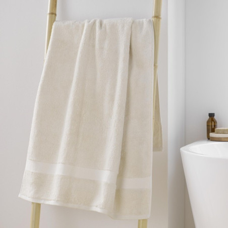 Drap de Douche 70 x 130 cm Elegance Blanc crème - 100 % Coton Uni