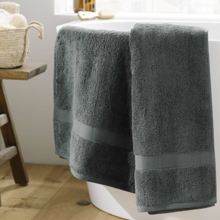 Drap de Bain 90 x 150 cm Elegance Anthracite - 100 % Coton Uni