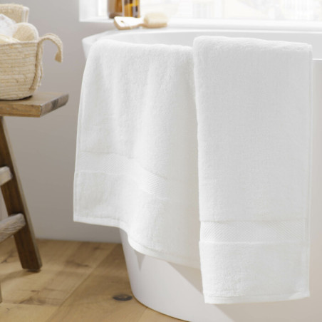 Drap de Bain 90 x 150 cm Elegance Blanc - 100 % Coton Uni