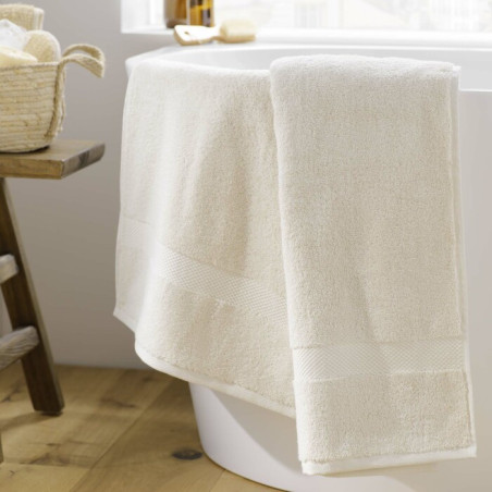 Drap de Bain 90 x 150 cm Elegance Blanc crème - 100 % Coton Uni