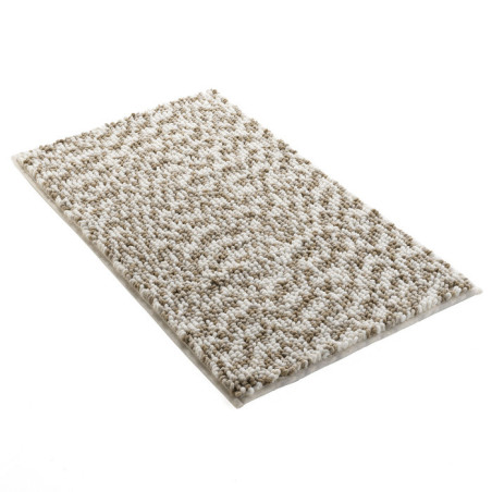 Tapis de Bain 45 x 75 cm Friza Blanc/Marron - Microfibre Tricolore