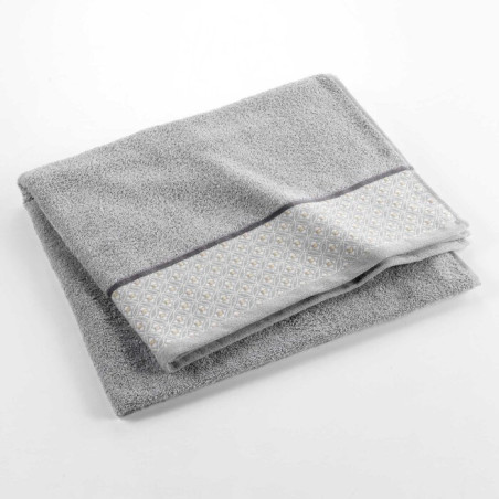 Drap de Bain 90 x 150 cm Belina Gris - Eponge Jacquard