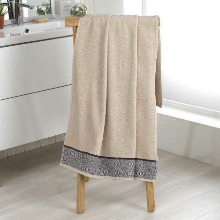 Drap de Bain 90 x 150 cm Esteban Beige - Eponge Jacquard