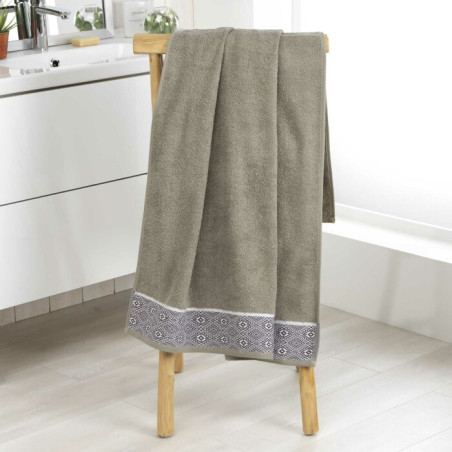 Drap de Bain 90 x 150 cm Esteban Kaki - Eponge Jacquard