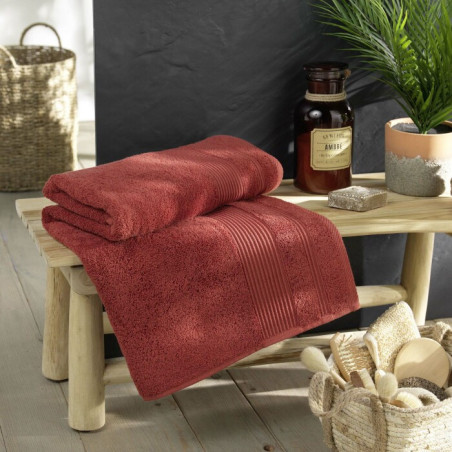 Drap de Bain 90 x 150 cm Tendresse Terracotta - Eponge Unie