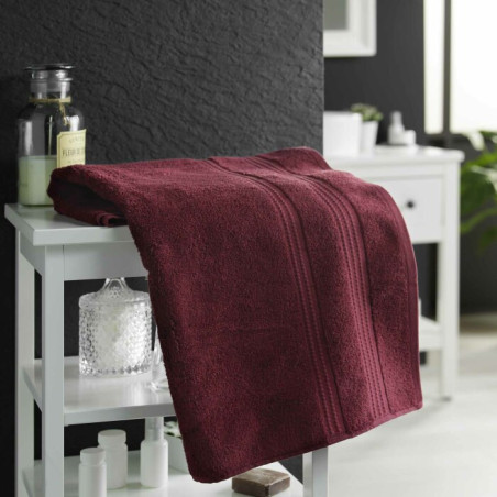 Drap de Bain 90 x 150 cm Excellence Bio Bordeaux - Eponge Unie