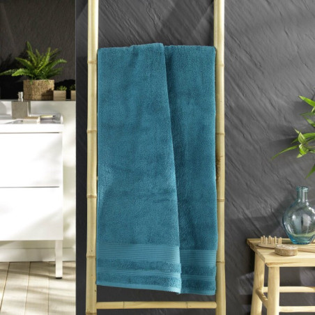 Drap de Douche 70 x 130 cm Tendresse Bleu Paon - Eponge Unie