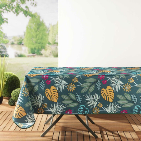 Nappe Rectangle 140 x 300 cm Lilidae Turquoise - PVC Imprimé