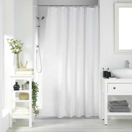 Rideau de Douche avec Crochets 180 x 200 cm Quartz Blanc - Jacquard