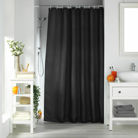 Rideau de Douche avec Crochets 180 x 200 cm Quartz Noir - Jacquard