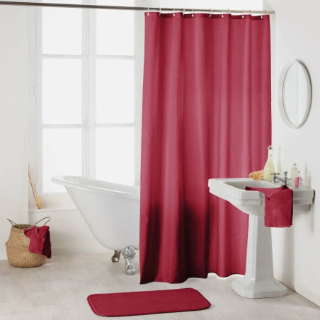 Rideau de Douche avec Crochets 180 x 200 cm Essencia Framboise - Polyester