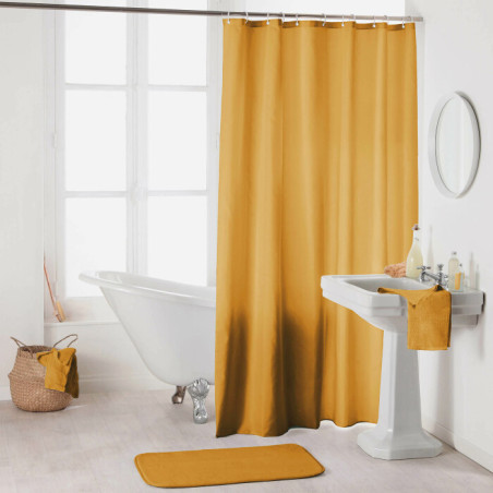 Rideau de Douche avec Crochets 180 x 200 cm Essencia Ocre - Polyester