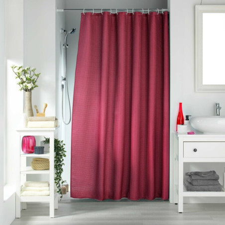 Rideau de Douche avec Crochets 180 x 200 cm Quartz Framboise - Jacquard