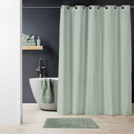 Rideau Douche avec oeillets Clipsables 180 x 200 cm Dotty Gris Clair - Microfibre Gaufrée