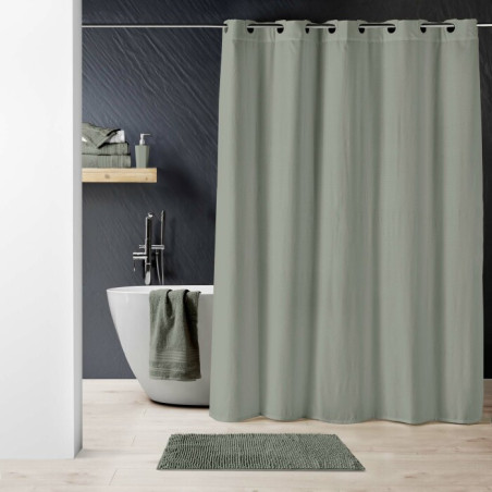 Rideau Douche avec illets Clipsables 180 x 200 cm Dotty Anthracite - Microfibre Gaufrée