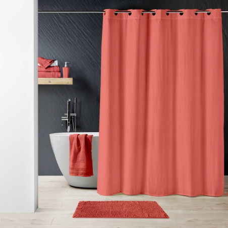 Rideau Douche avec oillets Clipsables 180 x 200 cm Dotty Terracotta - Microfibre Gaufrée